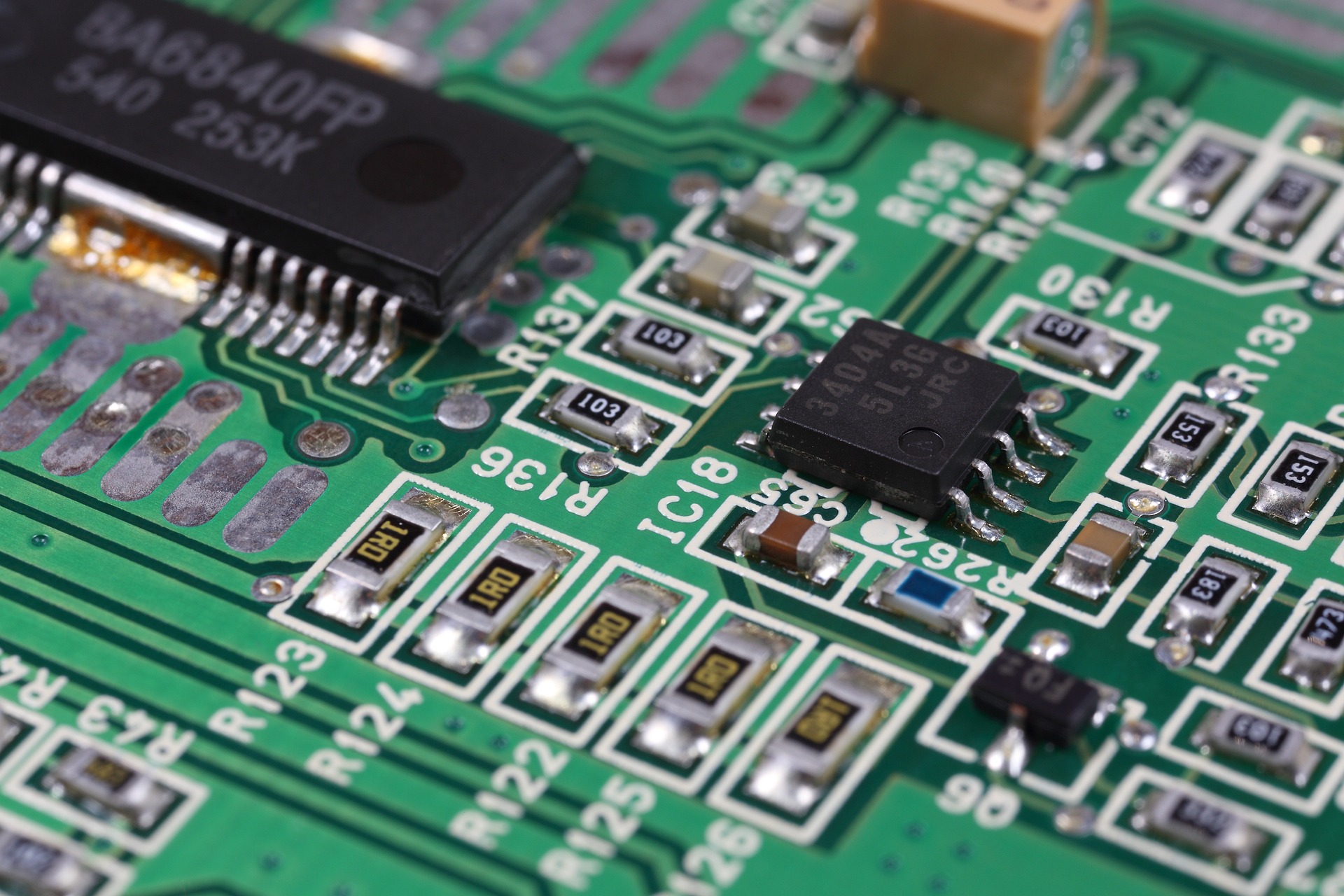Close-up of a populated circuit board